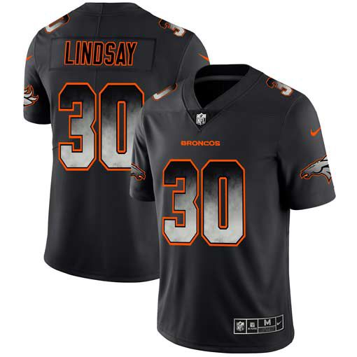 Men Denver Broncos #30 Lindsay Nike Teams Black Smoke Fashion Limited NFL Jerseys->denver broncos->NFL Jersey